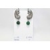 Earrings silver 925 sterling dangle women peacock green onyx C 431